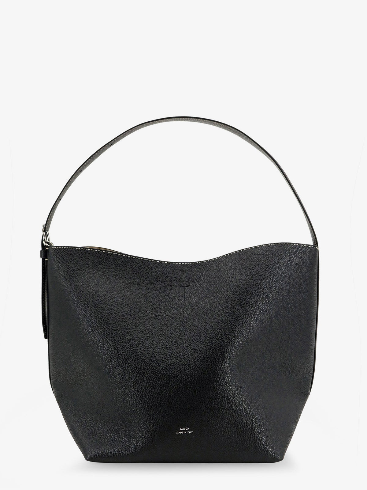 Toteme Medium Belted hammered leather shouder bag - Black