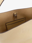 Toteme Petite Belted leather handbag with logo lettering print - Cashew
