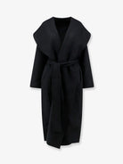 Toteme Hooded belted wool coat - Black