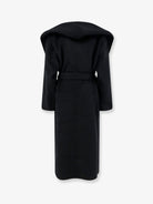 Toteme Hooded belted wool coat - Black