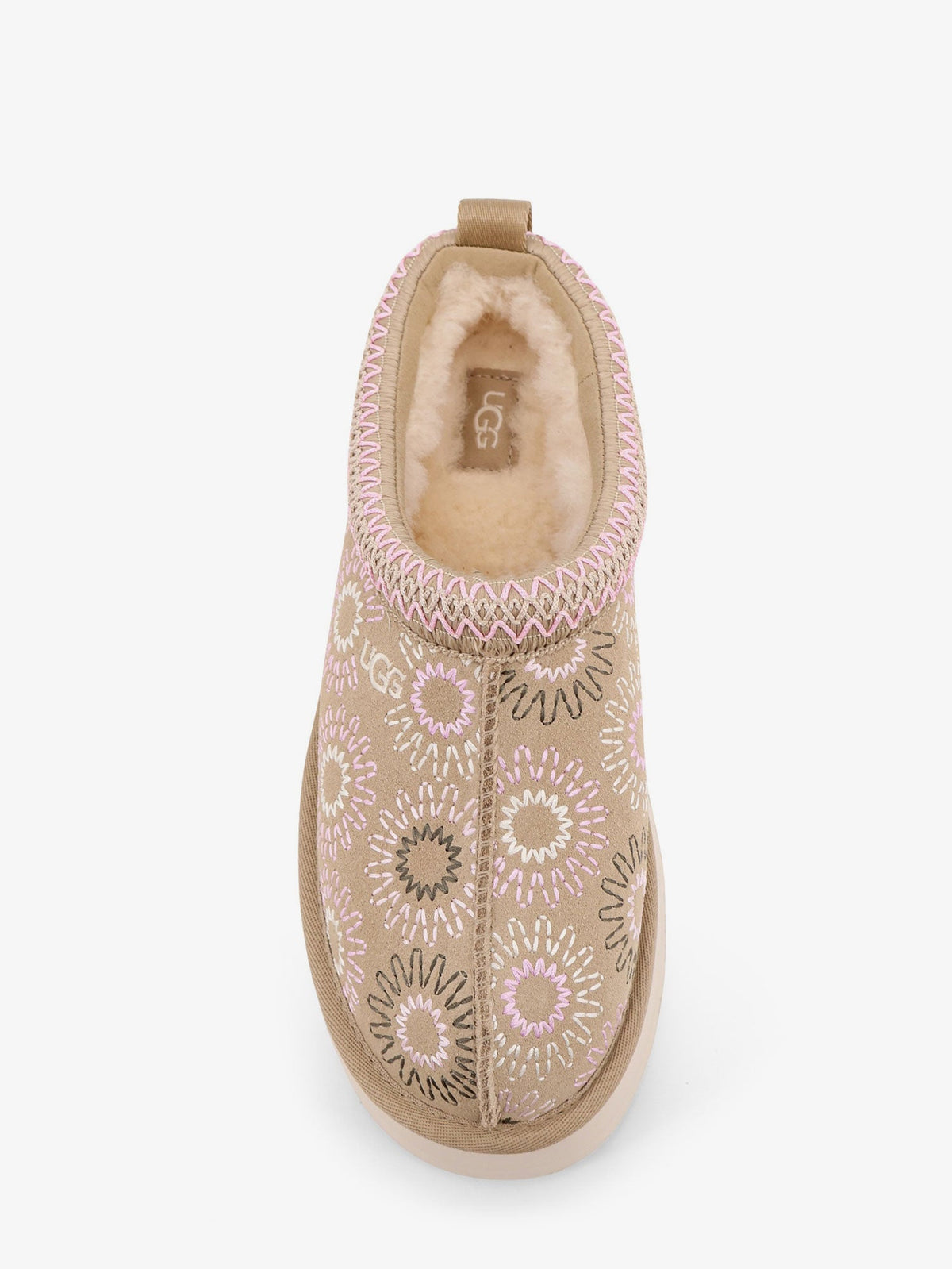 UGG W Tazz suede sandals with multicolor embroidery - Beige