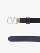 Valentino Garavani Vlogo leather reversible belt - Nero/Marine