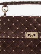 Valentino Garavani Rockstud Spike suede crossbody bag with iconic all-over studs - Ebonybrown