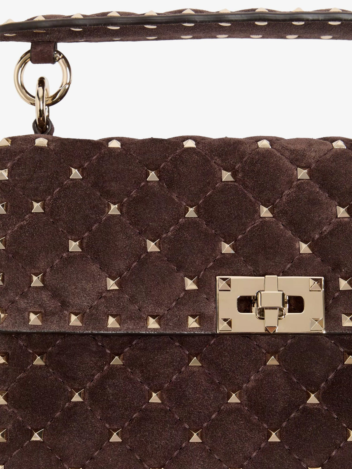 Valentino Garavani Rockstud Spike suede crossbody bag with iconic all-over studs - Ebonybrown