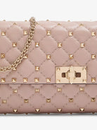 Valentino Garavani Rockstud Spike leather crossbody with iconic all-over studs - Poudre