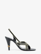 Versace Gianni leather sandals with contrasting metallic profiles - Blackgold
