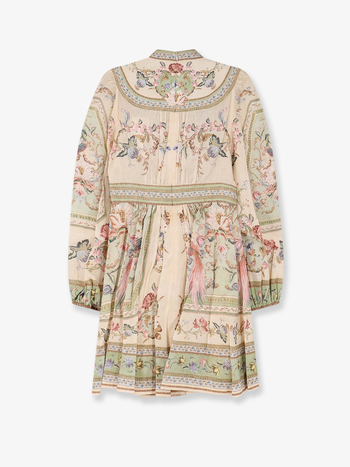 Zimmermann Roselight Plunge Tapestry Print Linen Dress - Sage Tapestry Floral