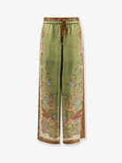 Zimmermann Indra silk trousers - Khaki Floral