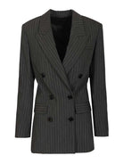 Isabel Marant Double-Breasted Pinstripe Blazer - Grey