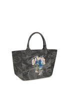 Ganni Medium trapeze flower-print Shopping Bag - Phantom