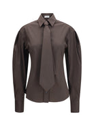 Brunello Cucinelli Cotton blend Shirt with tie - Chocolate