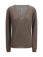 Rick Owens Temple Extreme Sweater with V-neck - Dust