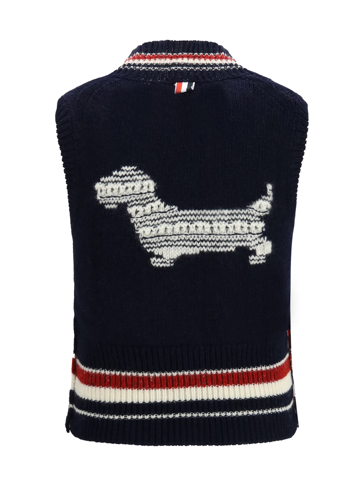 Thom Browne Hector striped V-neck Vest - Navy
