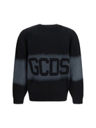 GCDS Logo Spray crewneck Sweater - Black/Grey