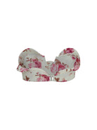 Magda Butrym Sculptural floral-print bandeau Swim Top - Cream