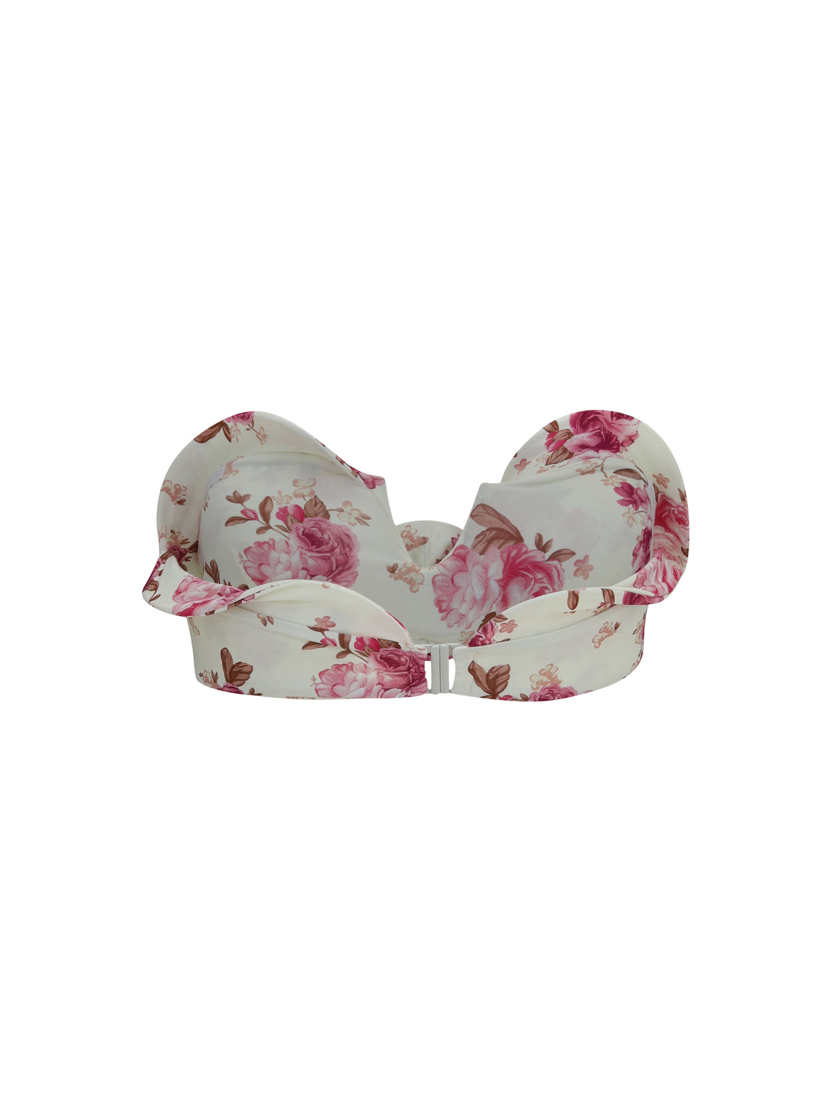 Magda Butrym Sculptural floral-print bandeau Swim Top - Cream