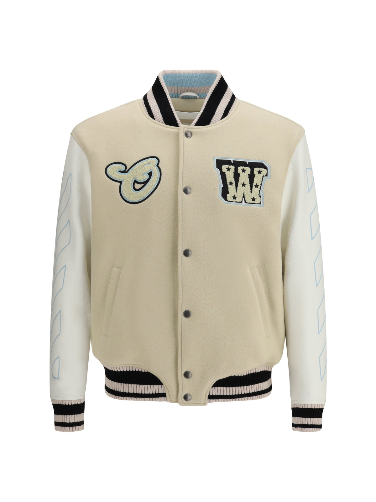 Off-White Varsity Star Logo Jacket - Cream