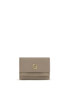 Fendi FF mini trifold leather Wallet - Tortora