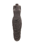 Magda Butrym Draped high-neck midi Dress - Brown