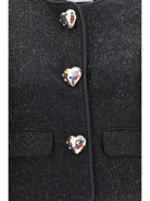Self-Portrait Metallic bouclé Jacket with faux fur cuffs - Black
