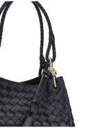 Bottega Veneta Intrecciato Shoulder Bag - Black-M Brass