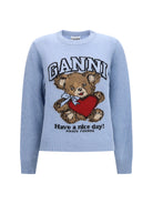 Ganni Wool graphic Sweater - Baby Blue