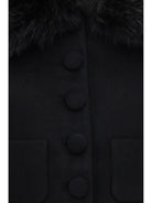 Self-Portrait Wool-blend Jacket with faux fur cuffs - Black