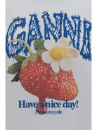 Ganni Strawberry long-sleeve cotton T-shirt - Bright White