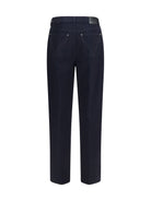 Bottega Veneta Wide-leg Jeans with Intrecciato patch - Dark Indigo