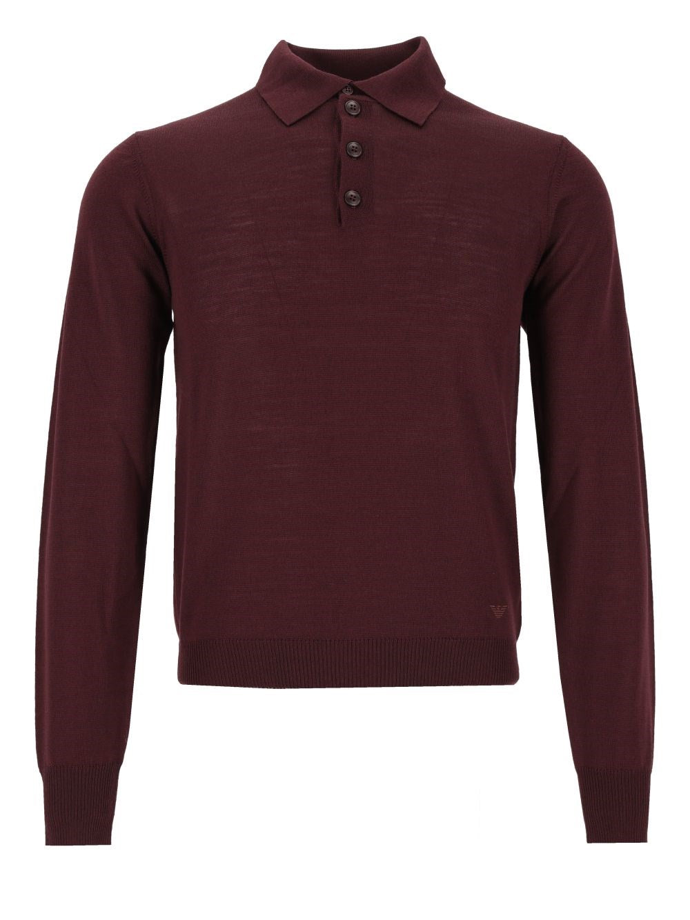 Emporio Armani Long Sleeve Polo Shirt - Bordeaux