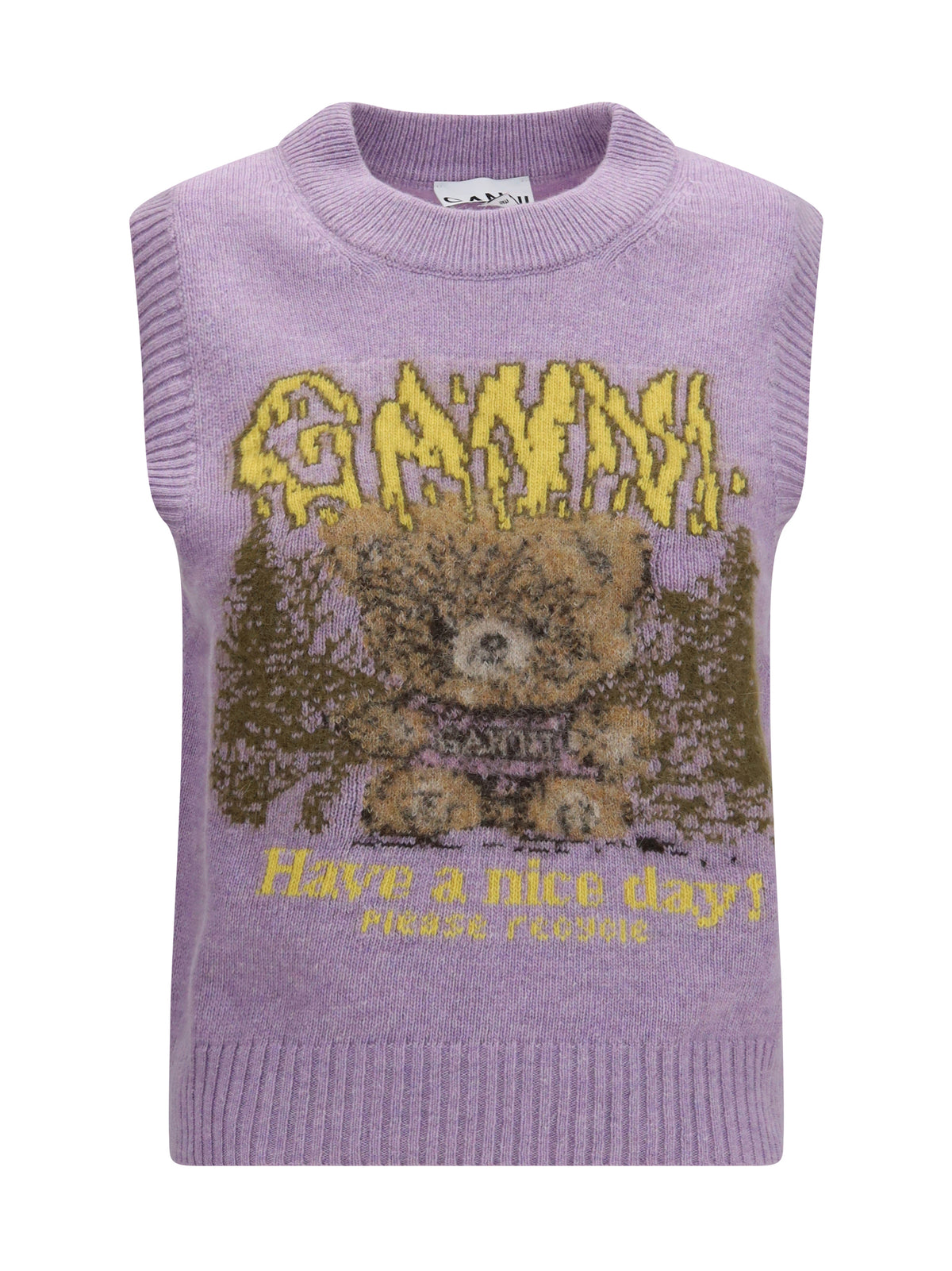Ganni Teddy alpaca and wool-blend Vest - Thistle