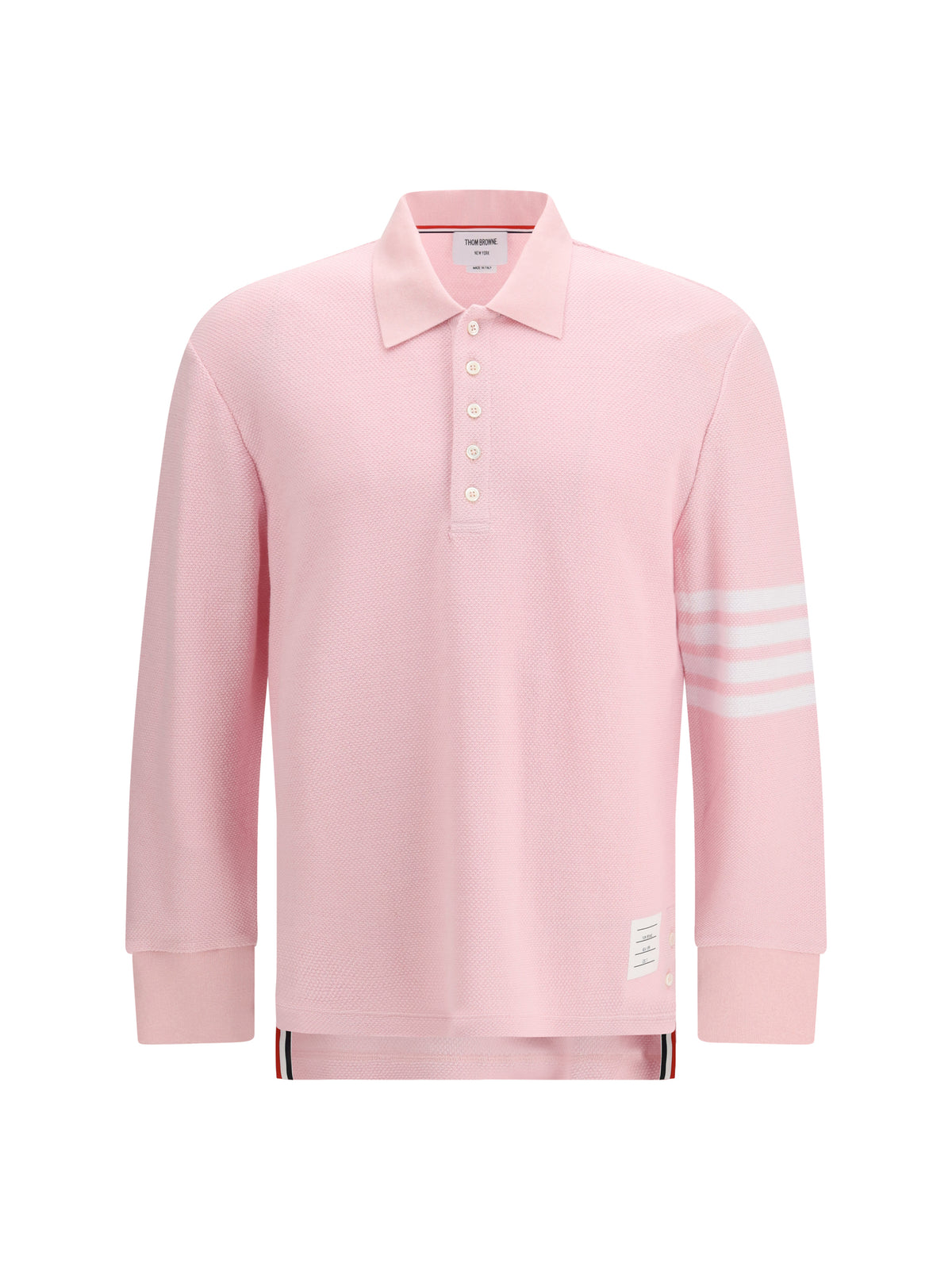 Thom Browne Piqué long-sleeve Polo - Lt Pink
