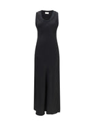 Ami Paris Sleeveless long fluid satin Dress - Noir
