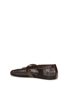 Alaïa Mesh and crocodile-print leather Ballerinas - Marron Fonce