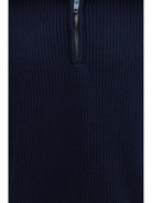 Balenciaga Ribbed knit zip Sweater - Navy