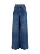 Self-Portrait Crystal-striped Jeans - Blue