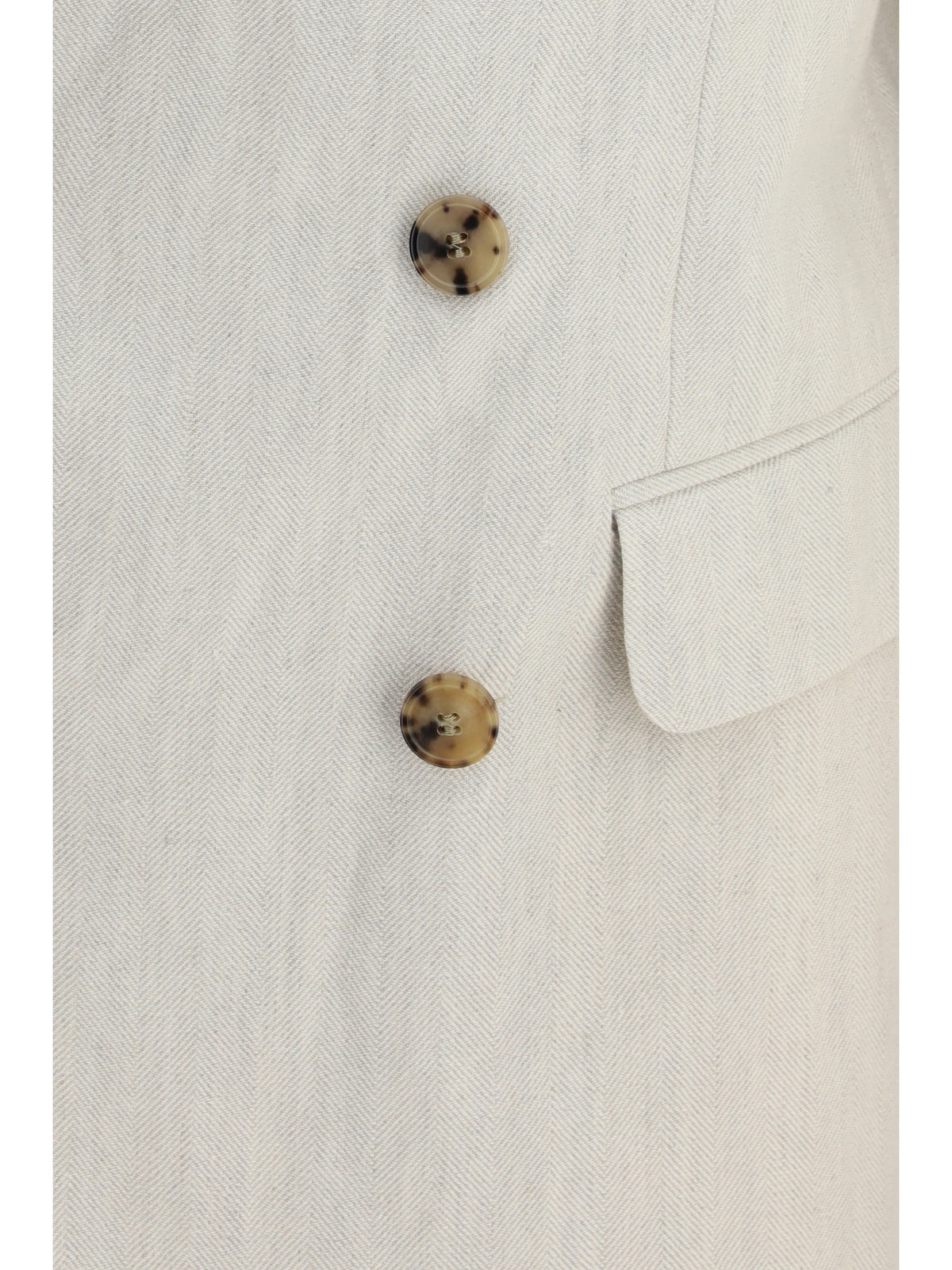 Dries Van Noten Barry Blazer in a cotton and linen herringbone blend - Off White