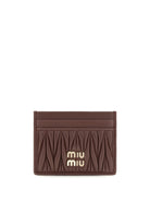 Miu Miu Matelassé nappa leather Card Holder - Burgundy
