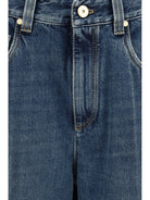 Brunello Cucinelli Contemporary Loose Authentic denim Pants with monili - Aged Blue Denim