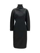 Khaite Harlin draped ramie-blend satin Dress - Black