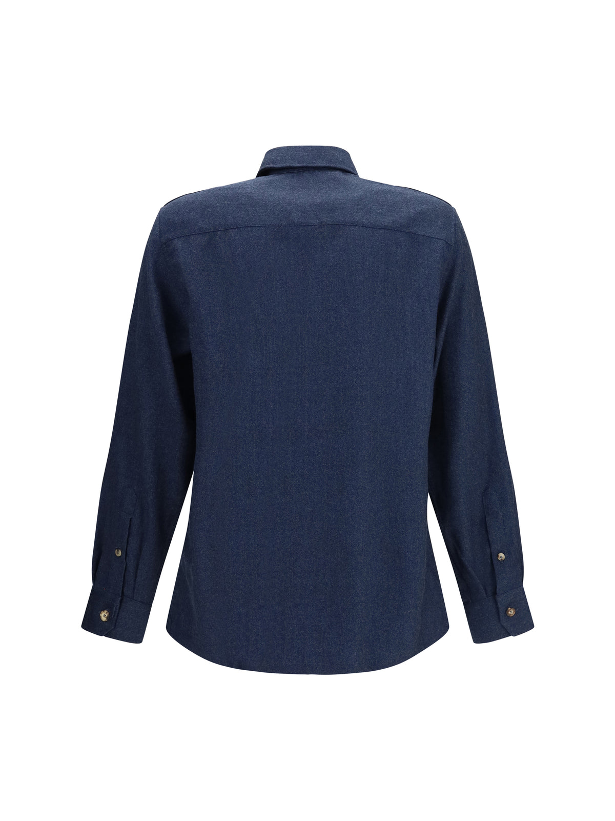 Brunello Cucinelli Wool Shirt with patch pockets - Denim