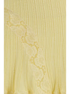 Self-Portrait Pointelle knit mini Skirt - Yellow