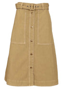 Moncler Cotton Midi Skirt With Belt - Beige