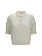 Balmain Wool Polo with vintage buttons - Blanc