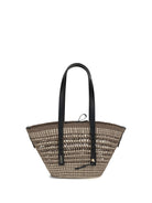 Loewe Medium Braid Basket Shoulder Bag in Iraca palm and calfskin - Khaki/Natural