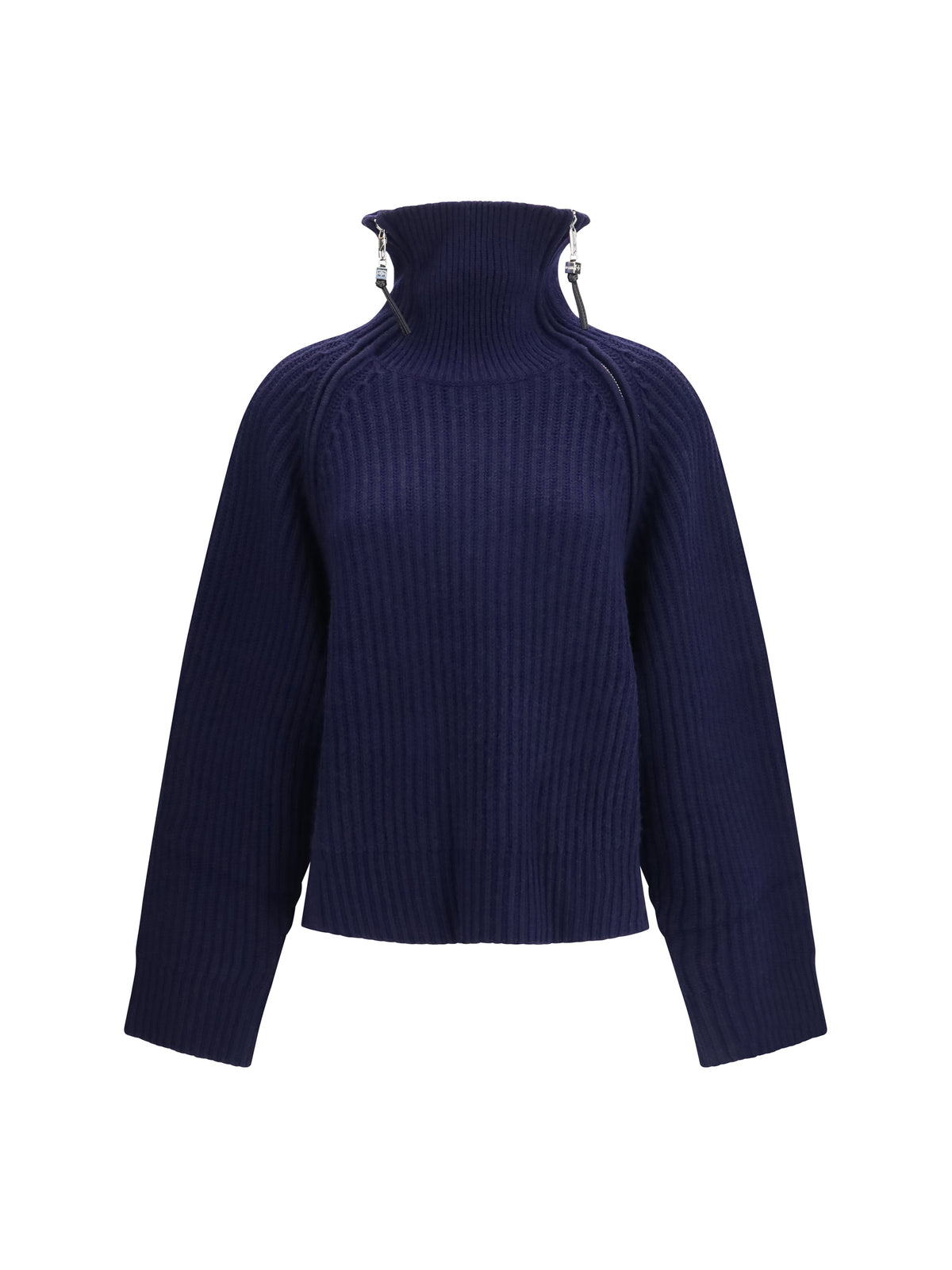 Ganni Wool zip-neck Sweater - Sky Captain