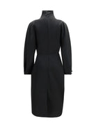 Khaite Harlin draped ramie-blend satin Dress - Black
