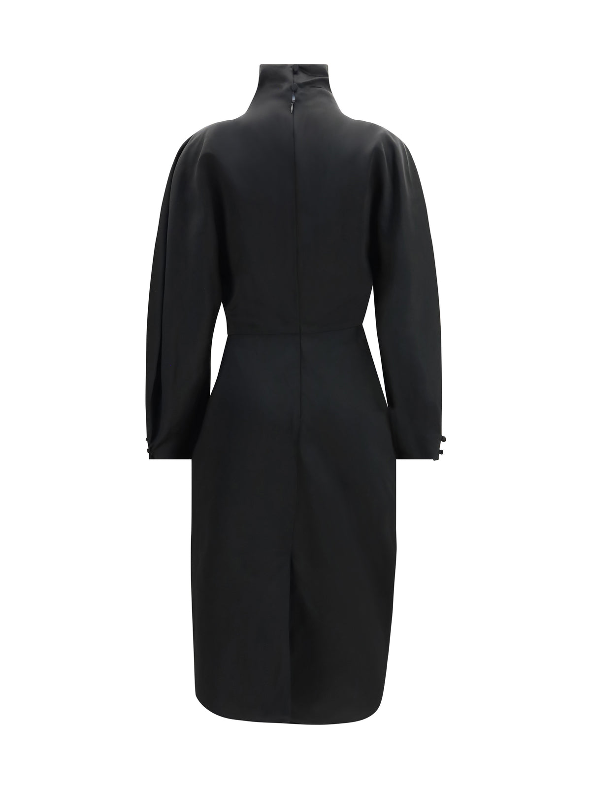 Khaite Harlin draped ramie-blend satin Dress - Black
