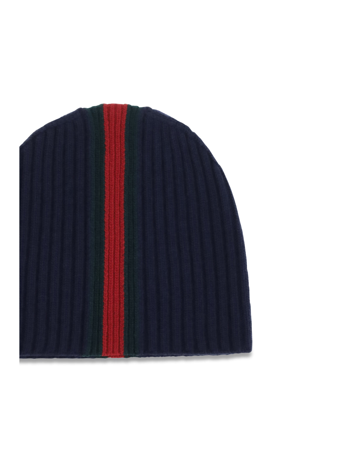 Gucci Ribbed wool Beanie with Web detail for Boy - Midnight Bl/D.Green