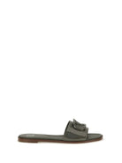 Valentino Garavani VLogo patent leather Slide Sandals - Oasis